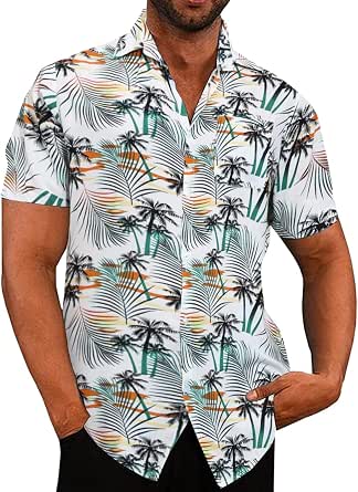 Chemise Homme AIEOE Manches Courtes – Maille Transparente, Côtés Fleuris, Coupe Ample, Pour Soirées Et Discothèque