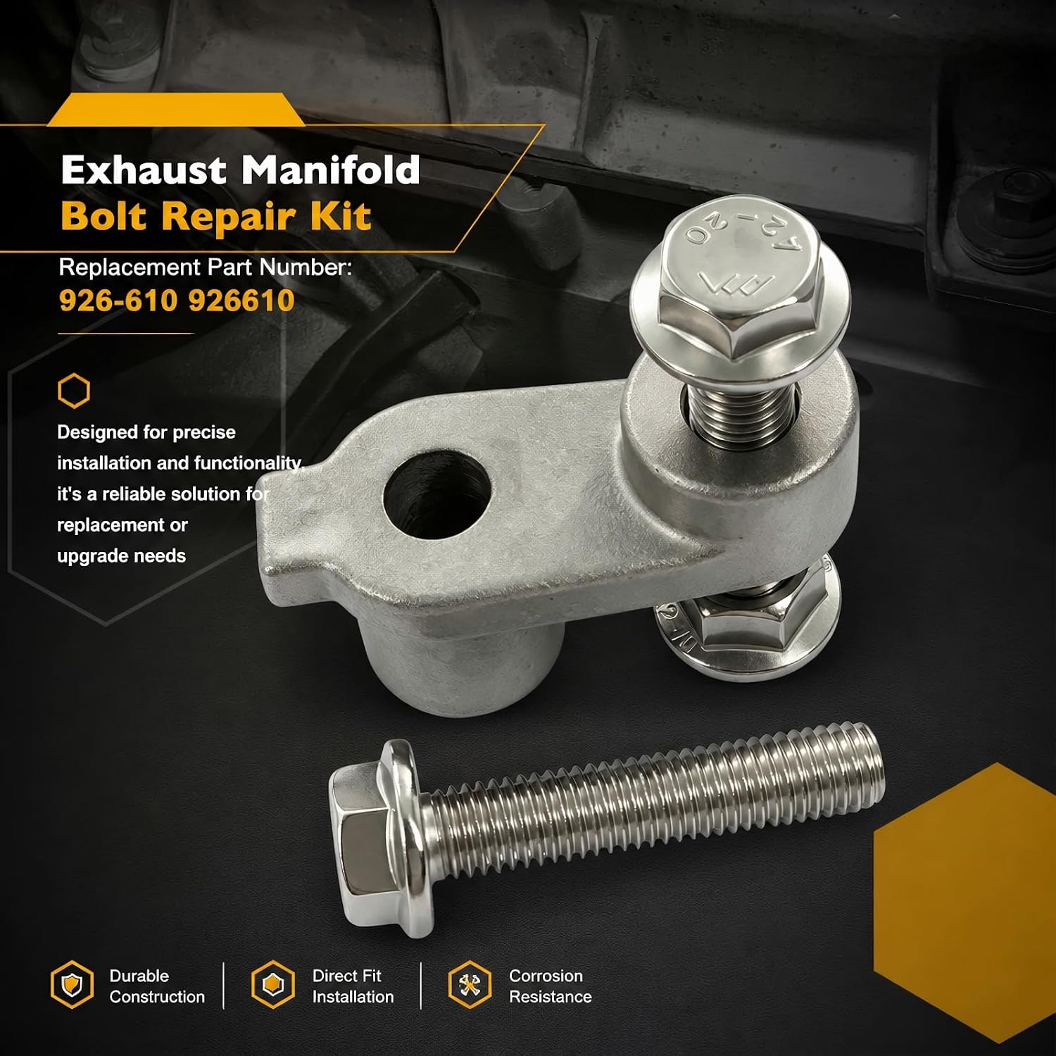 926-610 Exhaust Manifold to Cylinder Head Repair Clamp Compatible with C-adillac Chevry G-MC partial vehicles, Replace 926610