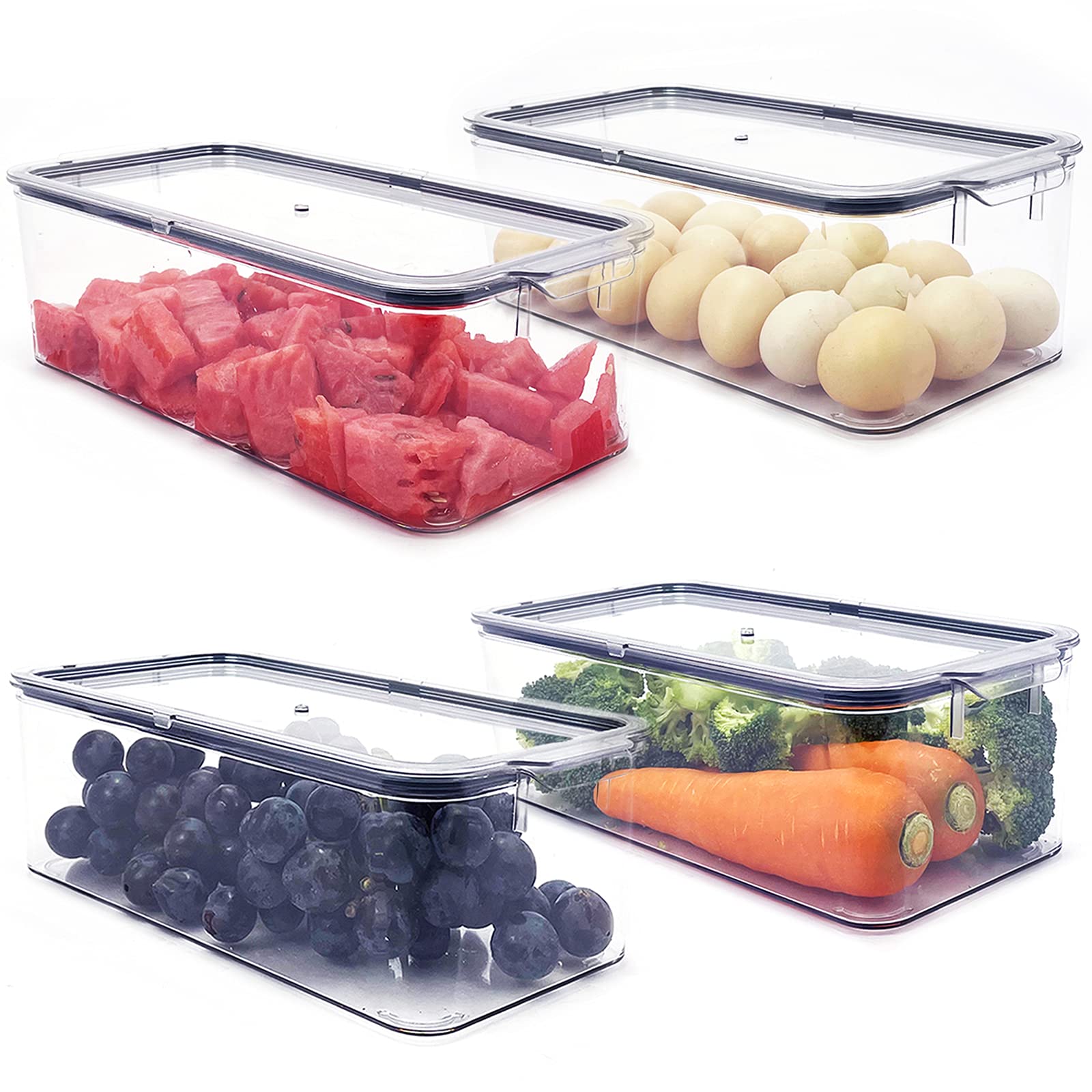 Aimacro Stackable Clear Refrigerator Organizer Bins with Sealing Lid, Smell Proof and Keep Fresh, Un