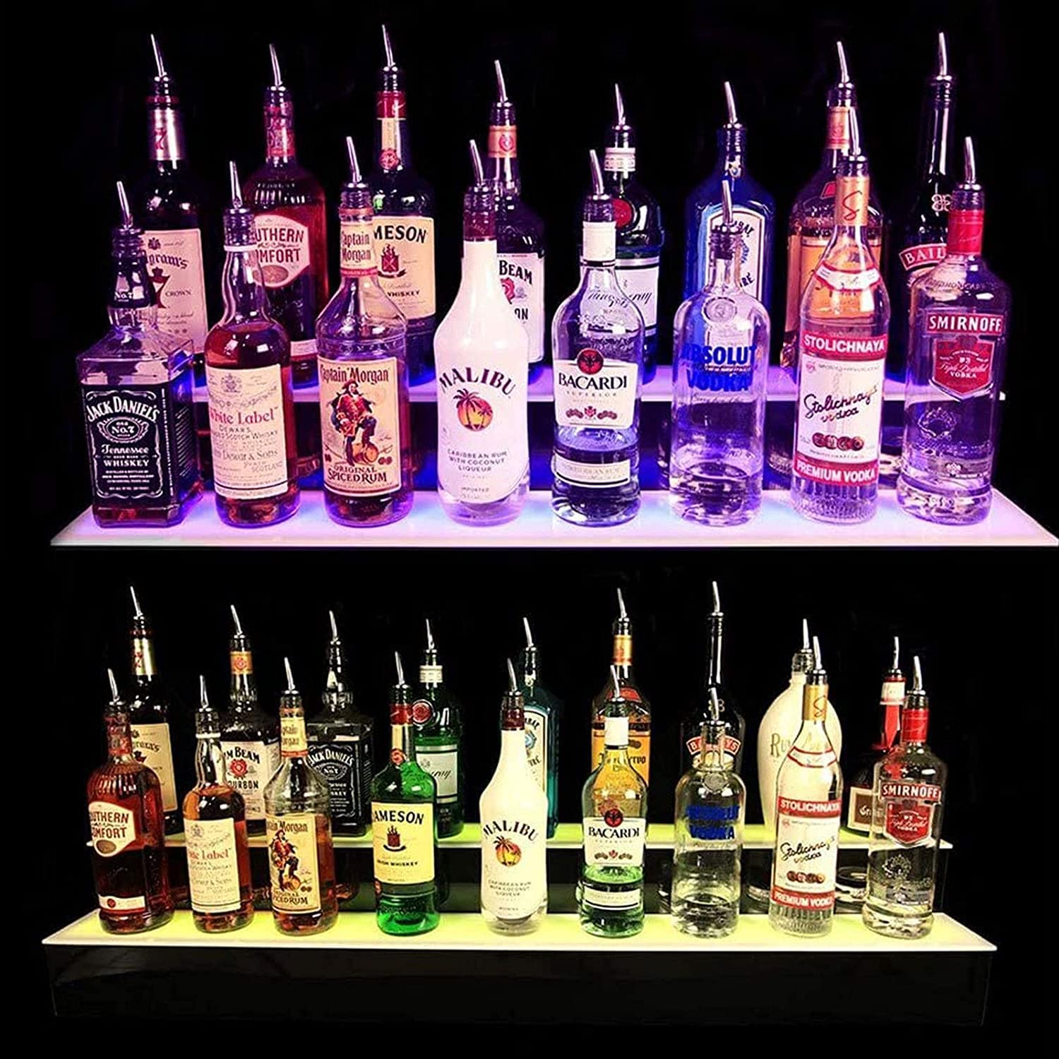 Amazon｜LEDライト付き酒ボトルディスプレイシェルフ、 複数のボトル棚