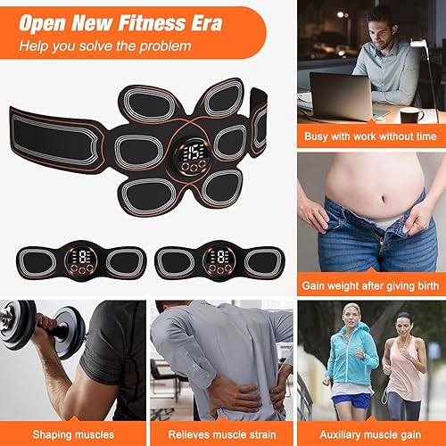 Miniatura 6 de Estimulador muscular ABS, cinturón de entrenamiento de tonificación abdominal, equipo de entrenamiento para abdomen, brazos y muslos