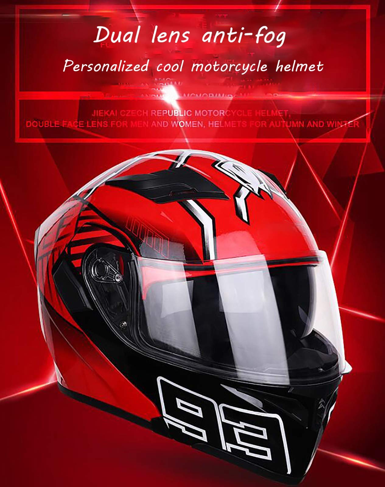 Visiera Antiappannamento Bluetooth Flip-Up Casco Casco Moto Casco Integrale Vivavoce, Antirumore, Risposta Automatica Casco Certificato ECE/DOT K,M=(57-58CM)