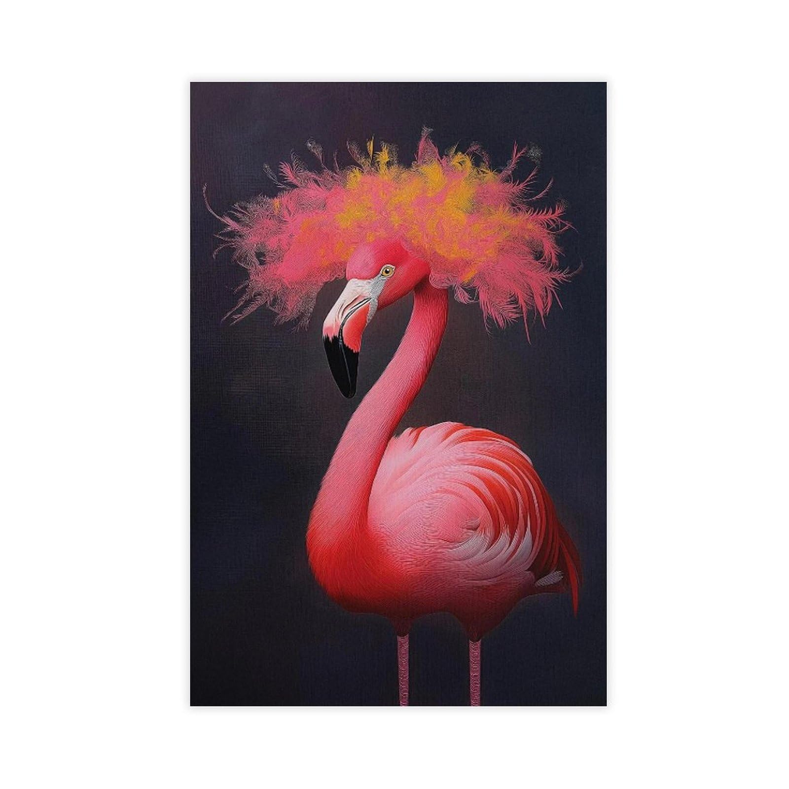 Wjwart Pink Flamingo Canvas Poster Bedroom Decor Landscape Decor Gift 24X36inch(60X90cm)