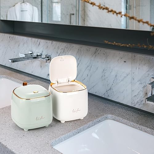 Miniatura 6 de Foraineam Paquete de 2 cubos de basura de mesa con tapa emergente, mini cubo de basura de plástico para encimera, papelera de basura pequeña de