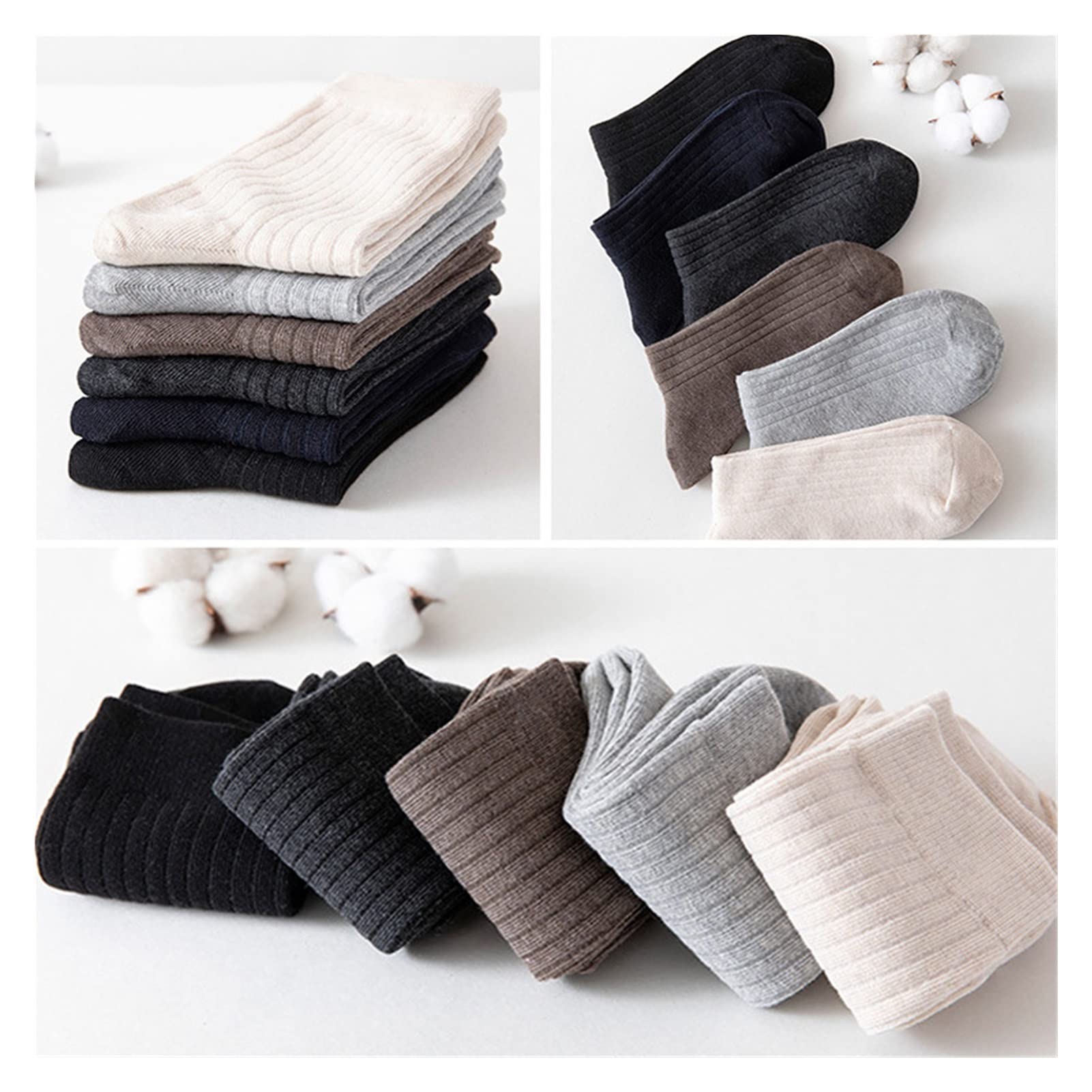 5 par Skarpety męskie Bawełniane Paski Czarny Biznes Ciepłe Zimowe Męskie Skarpetki Miękkie Solidne Skarpety męskie (Color : 9, Size : 38-44)