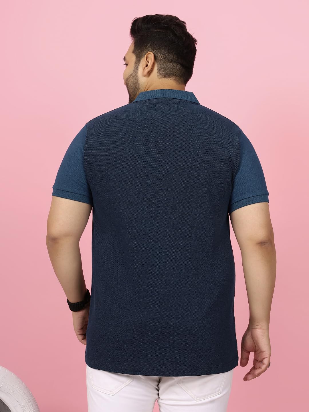 Bigbanana Wielokolorowa męska koszulka polo z półdługim rękawem Plus Size