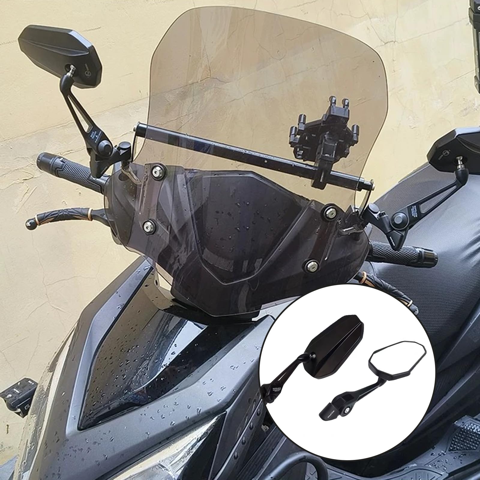 Landrain 2 Stück Lenkerendenspiegel E Geprüft, Motorrad Spiegel E-geprüft, Lenkerspiegel Motorrad 360°drehbarer für Scooter Roller Atv(links und Rechts)