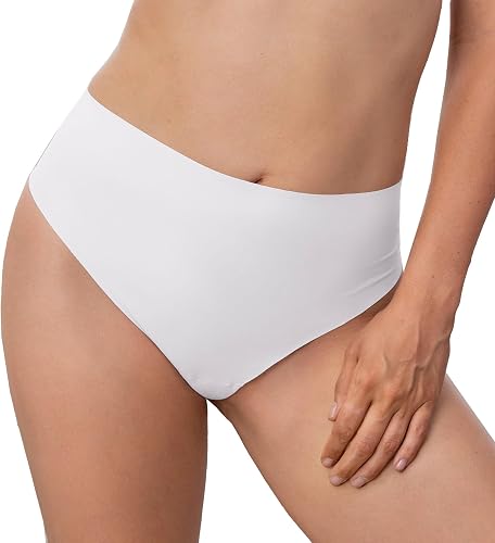 Leonisa No Show Thongs for Women High-Waisted Invisible Microfiber Thong Panty