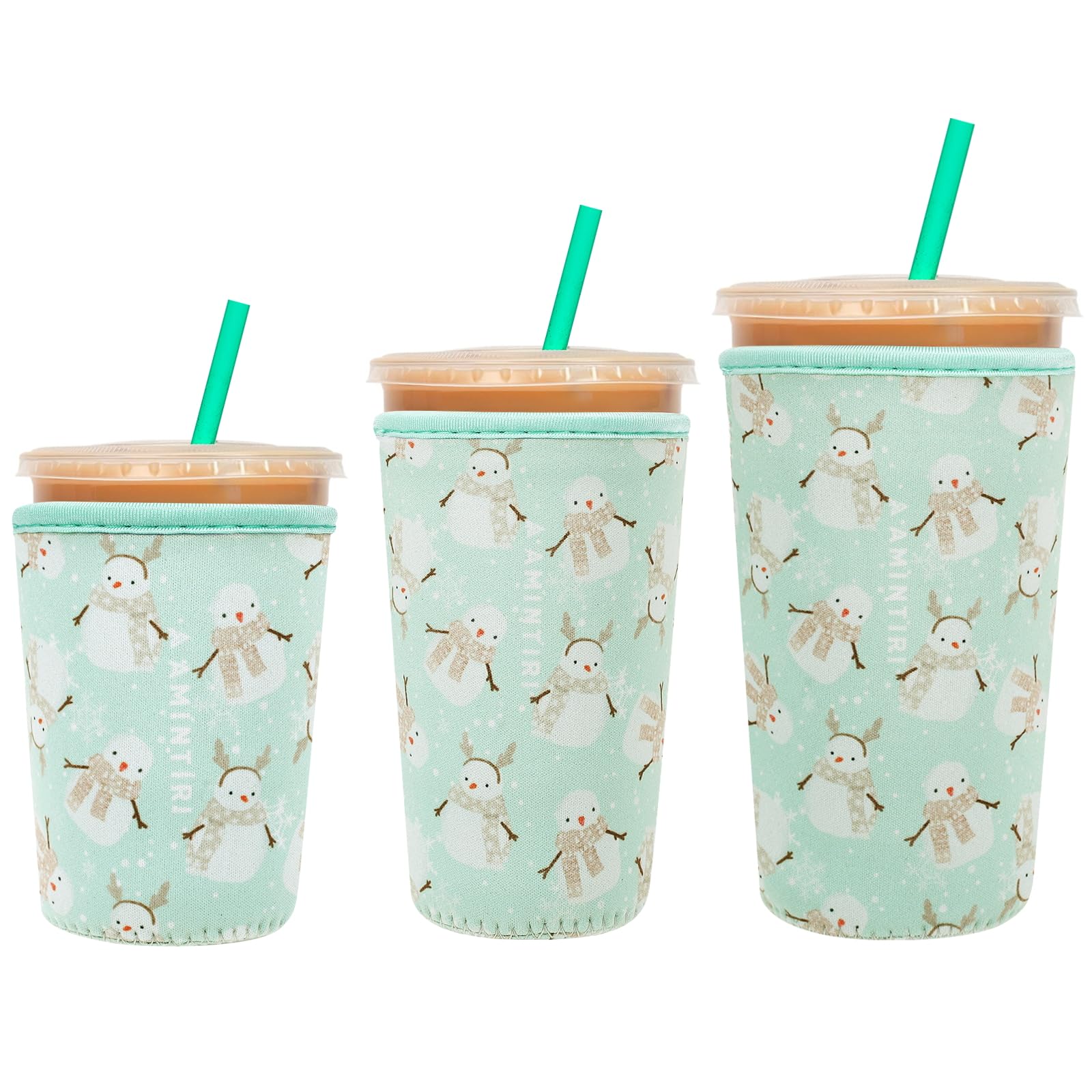 3 Pack Reusable Insulator Neoprene Sleeve for Iced Coffee &amp; Cold Soda