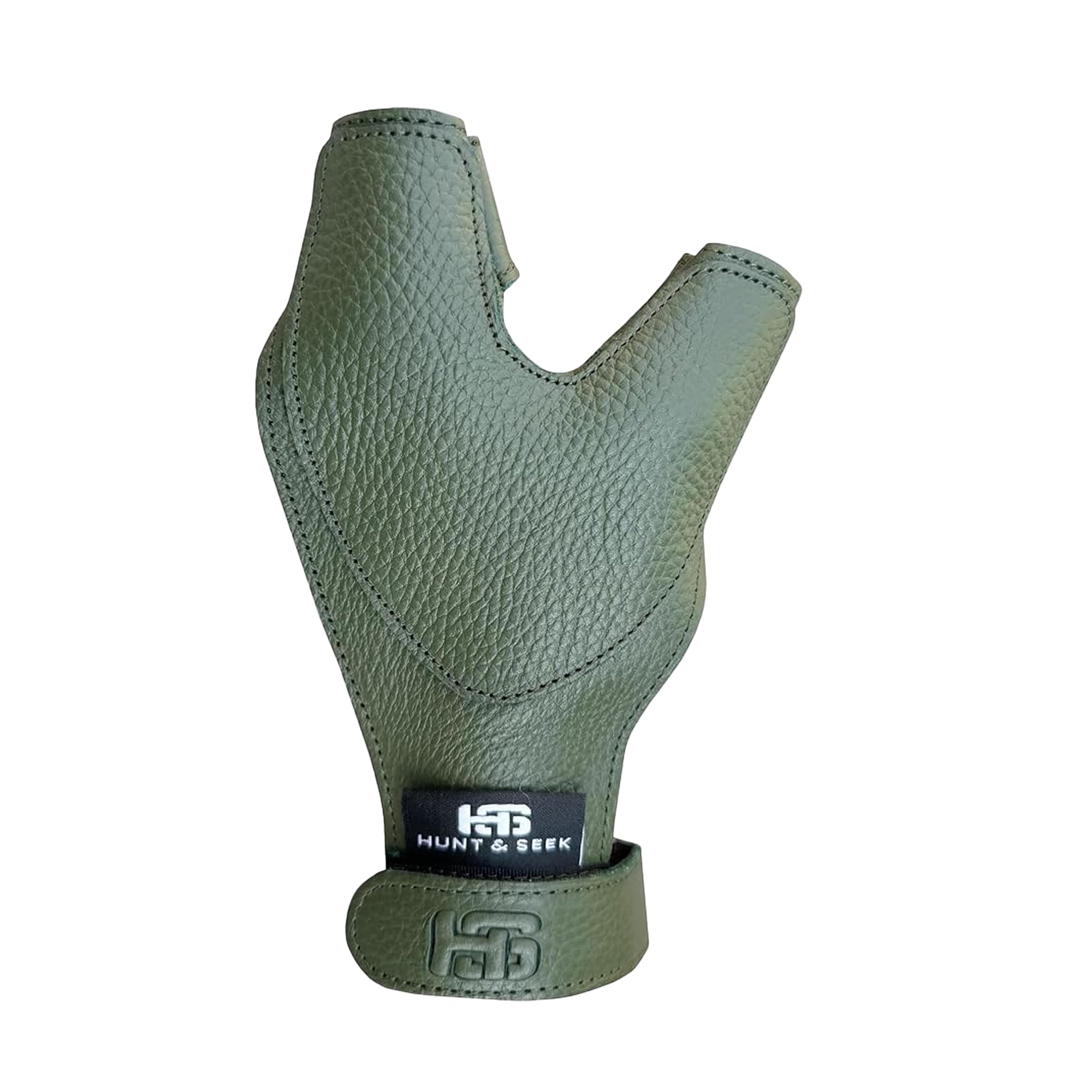 Hunt & Seek Thick Cow Leather Archery Hand Guard Protector Bow Glove for Traditional Long Recurve & Compound Bow (Green, Large, Left)