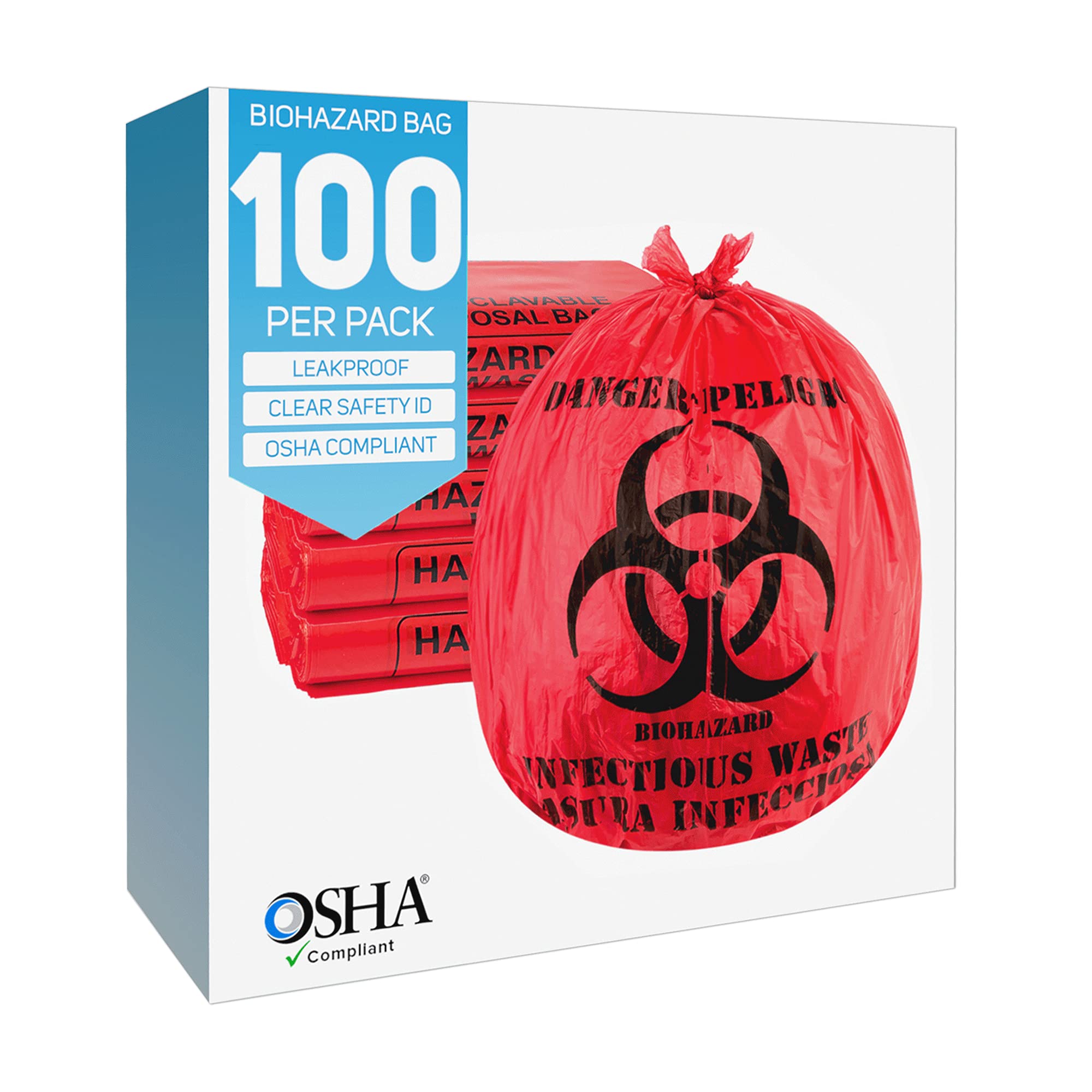 Buy Biohazard Waste Bags 10Gallon 24x24 Red Hazardous Trash Can Liners
