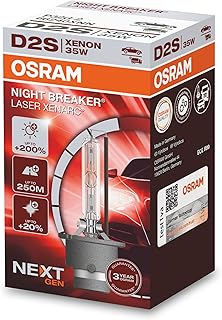OSRAM XENARC NIGHT BREAKER LASER D2S, Next Generation, 200% more brightness, HID xenon bulb, 66240XNN, folding box (1 lamp)