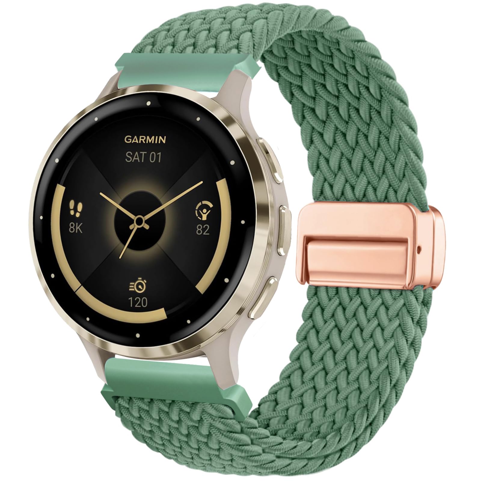18mm Magnetic Braided Nylon Watch Band Compatible with Garmin Venu 3s/ Vivoactive 4s/ Venu 2s/ Vivomove 3s /Forerunner 255S /Forerunner 265S, Elastic Soft Sport Stretchy Strap for Women Men-image-46