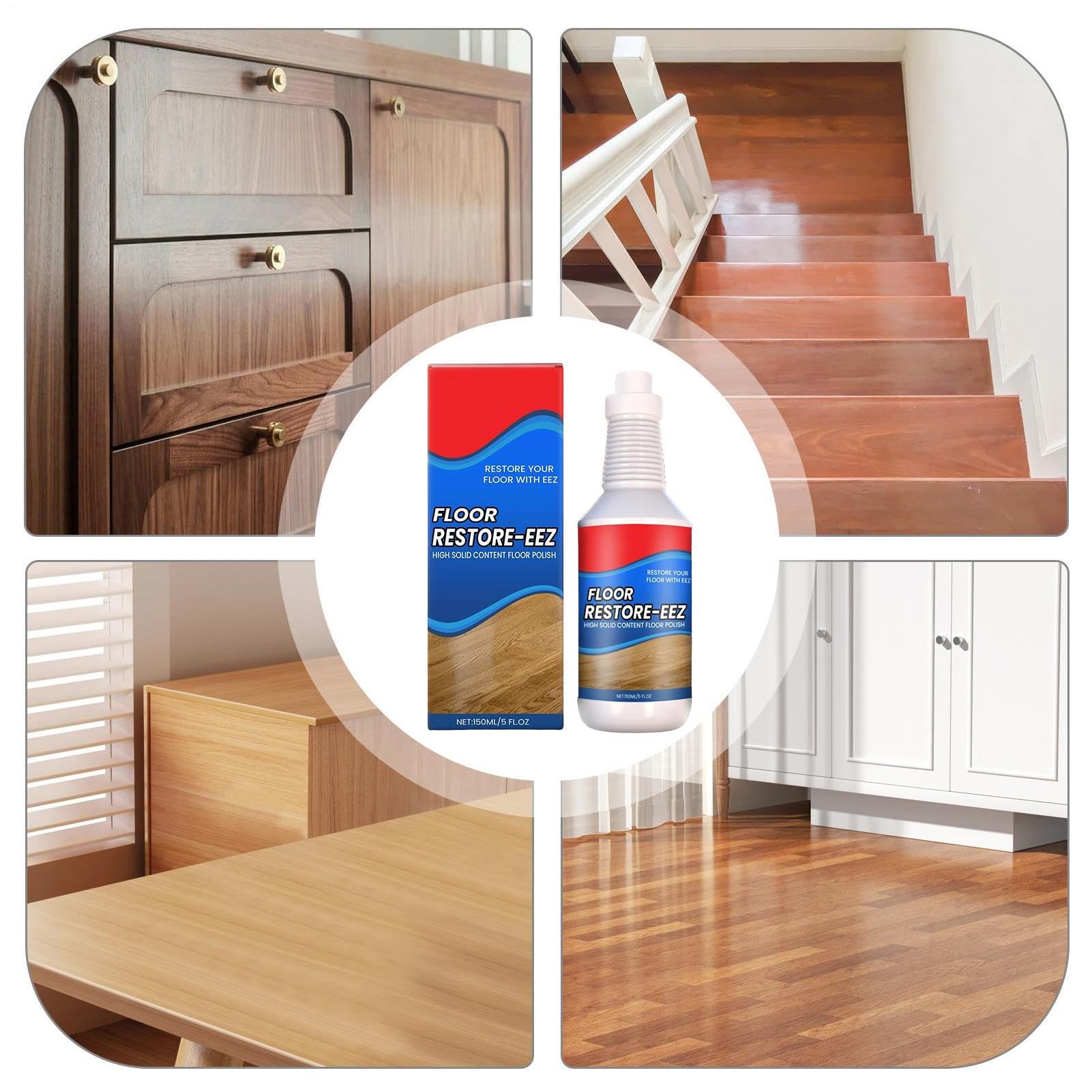 Floor Restore Eez, 150ml Solution De Restauration Des Sols, Rénovateur Pour Sols En Bois, Liquide Rénovation Floor, Agent Protection Floors Nettoyant Réparateur Anti-Rayures Pour Parquets Stratifiés