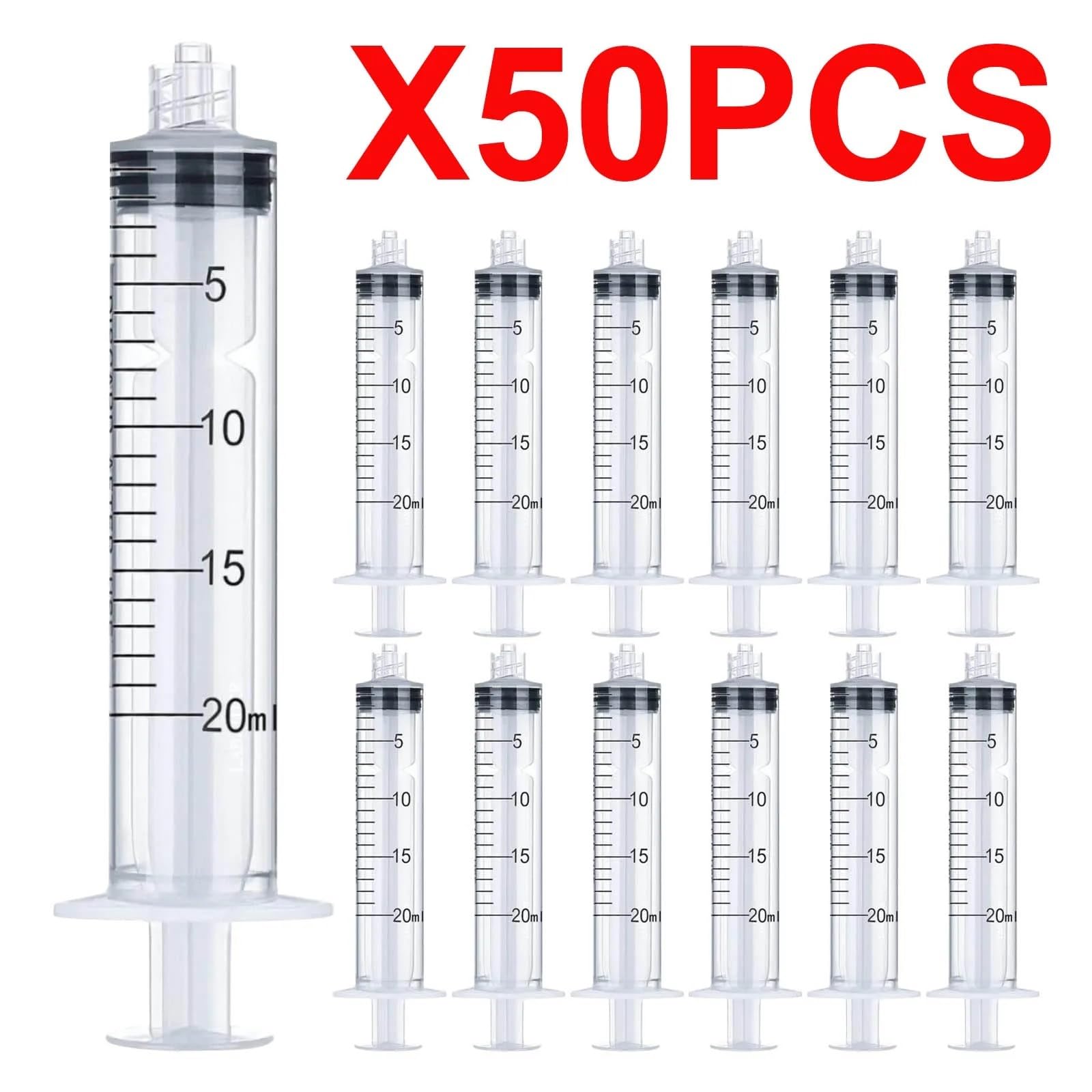 Lot de 50 seringues de 20 ml pour mesurer, nourrir les animaux domestiques, distribuer de l'huile et de la colle