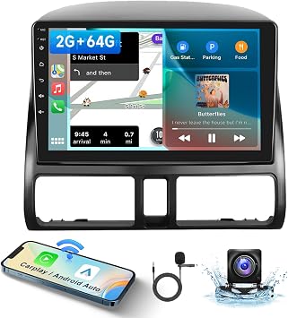 2G + 64 G سيارة راديو ستيريو مع هاي فاي الصوت لهوندا CRV 2002-2006، CarPlay اللاسلكية/أندرويد السيارات 9 بوصة HD شاشة تعمل باللمس الروبوت 13 GPS واي فاي بلوتوث FM/RDS HD كاميرا احتياطية
