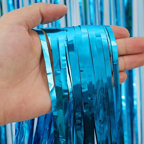 Miniatura 4 de Paquete de 3 cortinas de flecos de papel de aluminio de oropel negro y naranja de Halloween de 8 x 9.84 pies, cortinas de telón de fondo negro y