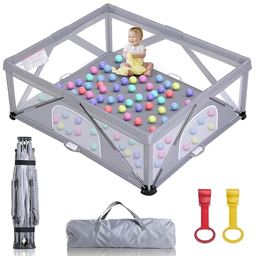 Corralito plegable para bebés, corralito de juego extra grande para bebés y niños pequeños, patio de juegos portátil de seguridad para niños en
