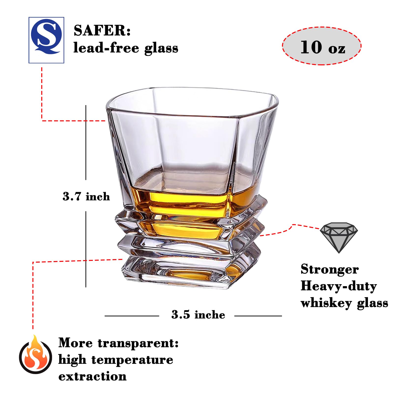 ART EANUR Whiskey Glass Set 4 in Gift Box (2 Bourbon Glasses, 2 Ice Ball Molds) Old Fashioned Glasses for Chilling Whiskey Scotch Cocktail Rum Cognac Vodka Liquor, Fathers Day Whiskey Gifts for Papa