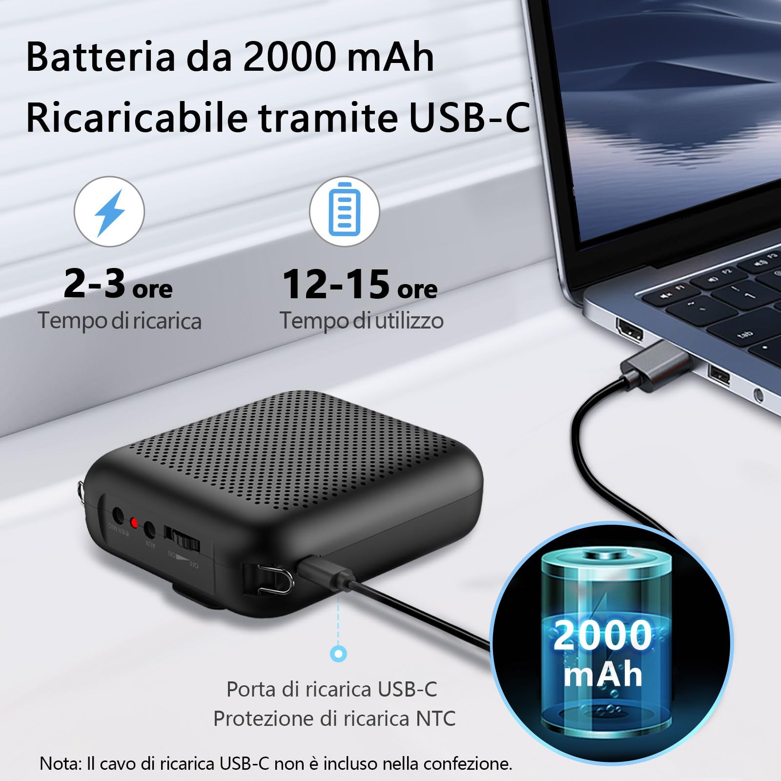 Norwii Amplificatore Vocale Portatile con Microfono Auricolare Cablato e Cintura, Mini Ricaricabile Altoparlante per Insegnanti, Guida Turistica, Allenatori, Presentatori, Riunione, Yoga