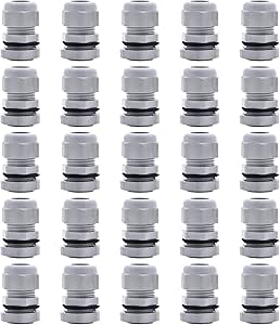 AnRui 25Pcs Waterproof NPT Cable Glands 1/2” Grey Nylon Adjustable ...