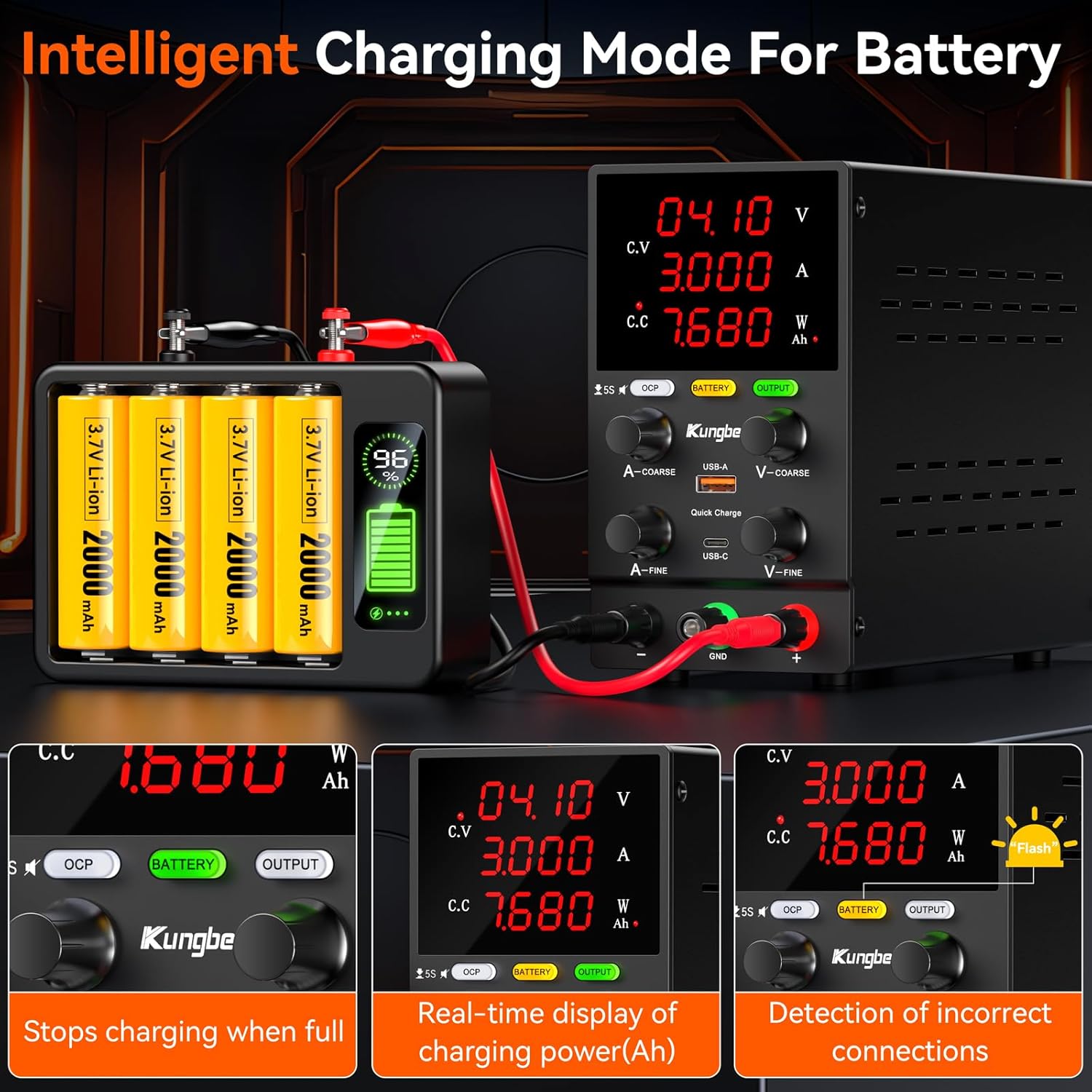 Illustration of the intelligent charging mode for batteries.