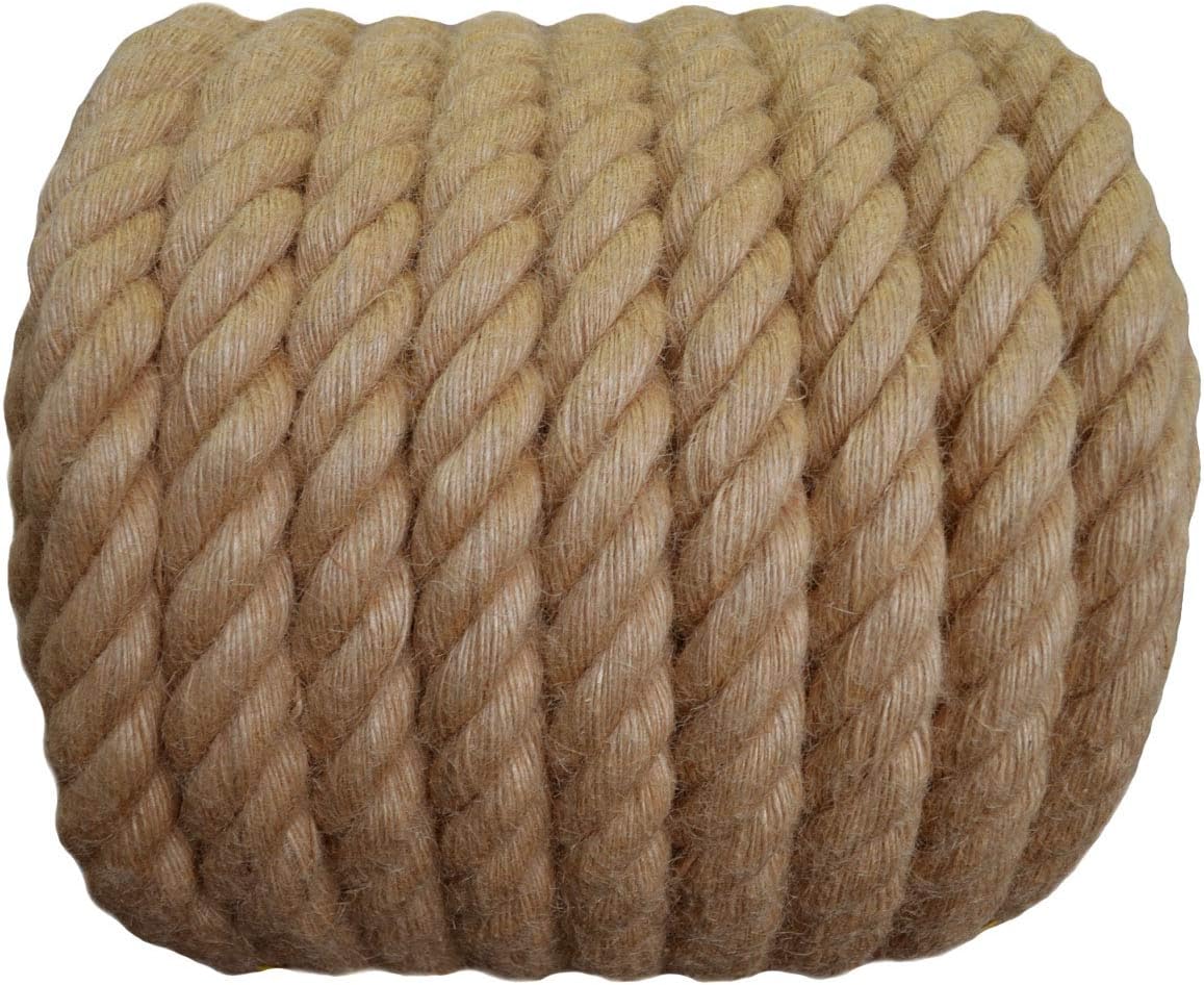 Flash Deals - 50% OFF Twisted Manila Rope Jute Rope (1.5 in x 85 ft) Natural Thick Hemp Rope for Docks, Railings, Climbing, Decorating