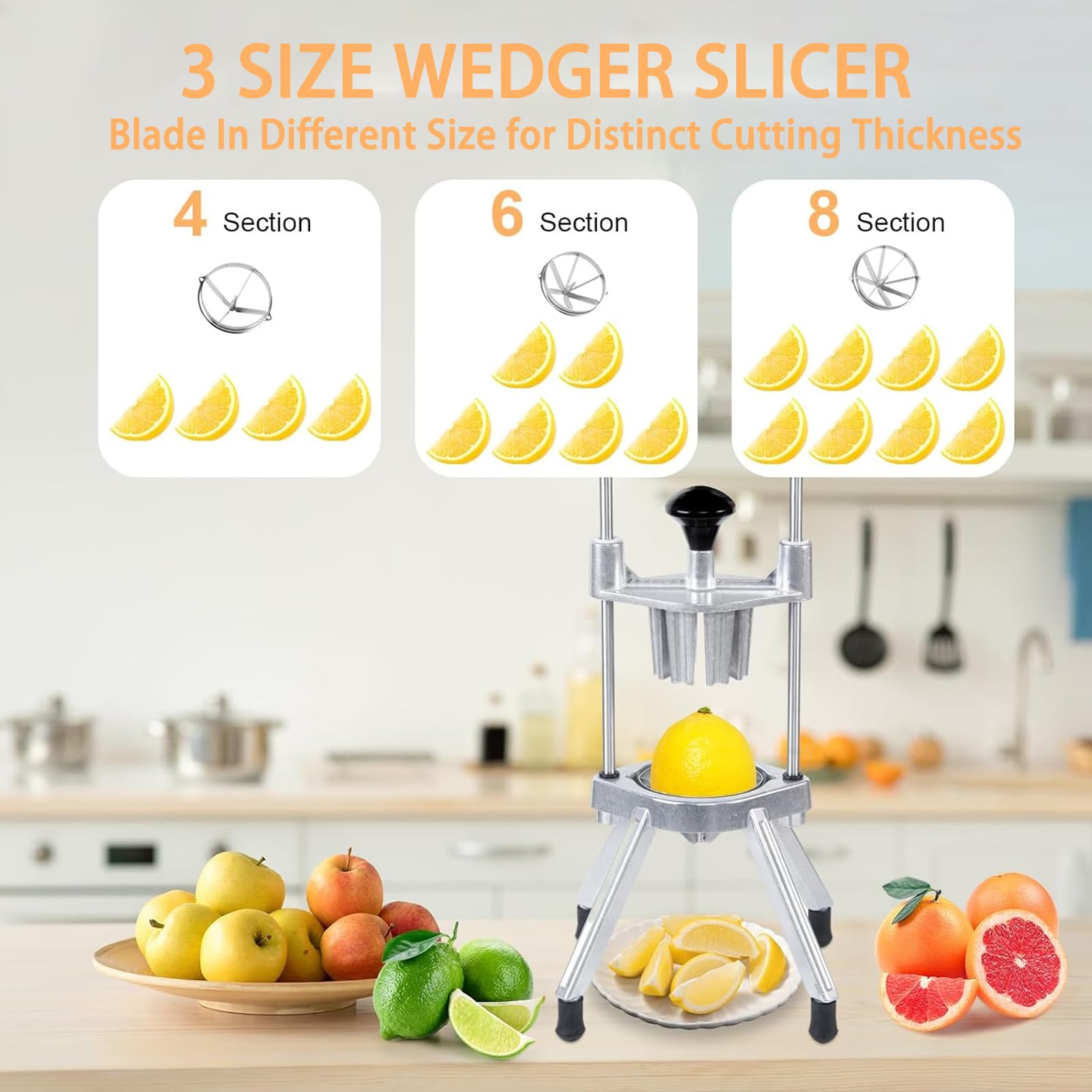 Cortador De Frutas Comercial, Cortador De Frutas De Acero Inoxidable Con Cuña Fácil De 4 Secciones, 6 Secciones, 8 Secciones, Divisor De Manzana Para El Hogar, Bar, Restaurante