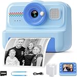 HiMont - Instant Print Camera for Kids with 1080P HD, 3 Rolls Printing Paper and 32GB Card, Digital Selfie Camera, Gift