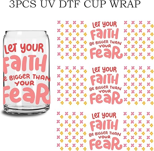 Miniatura 3 de Calcomanías de transferencia de vidrio UV DTF, regalos cristianos para mujeres, Let Your Faith Be Bigger Than Fear' Craft Transfers - Calcomanías