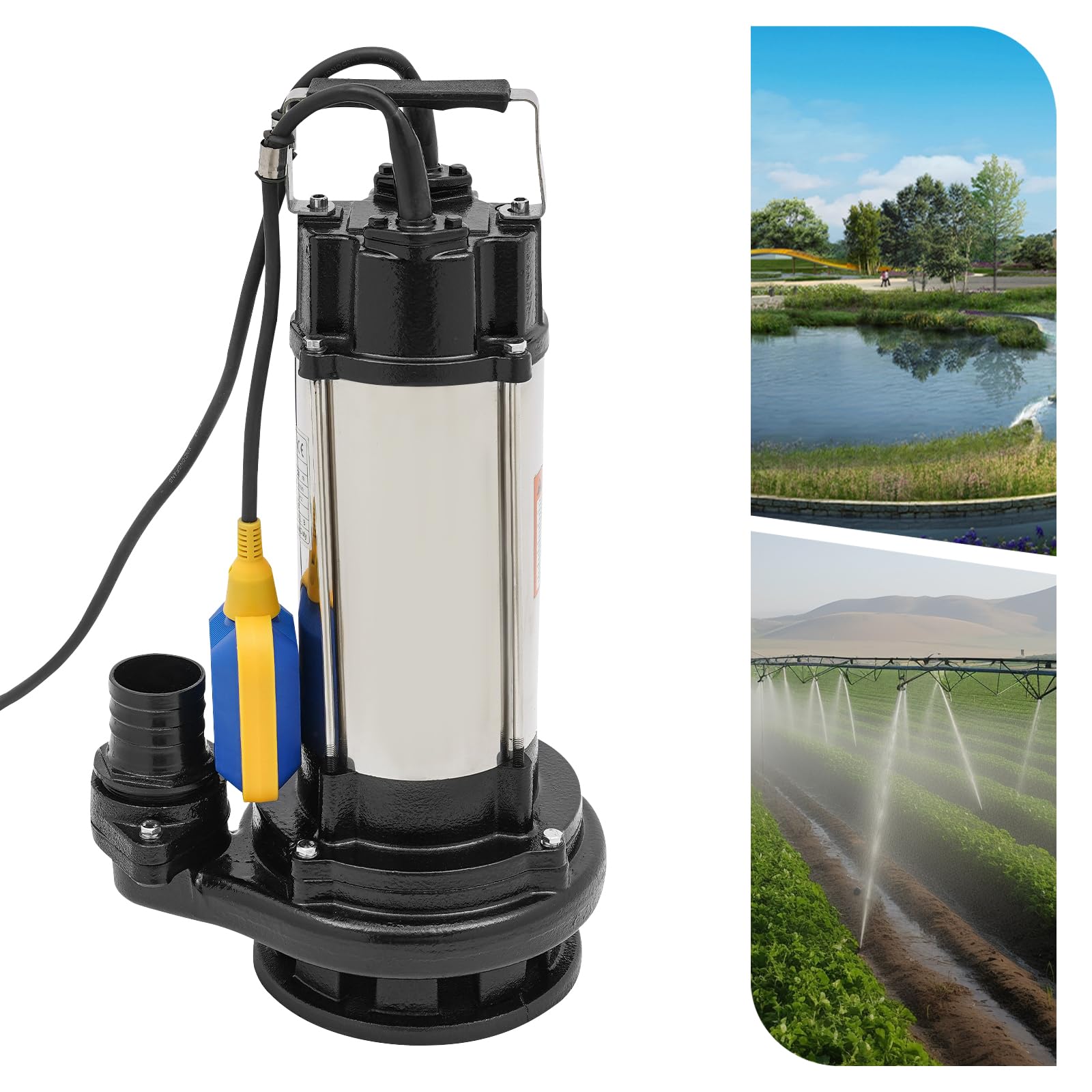 Pompe submersible pour eaux usées - 1500 W - 36 000 l/h - Acier inoxydable