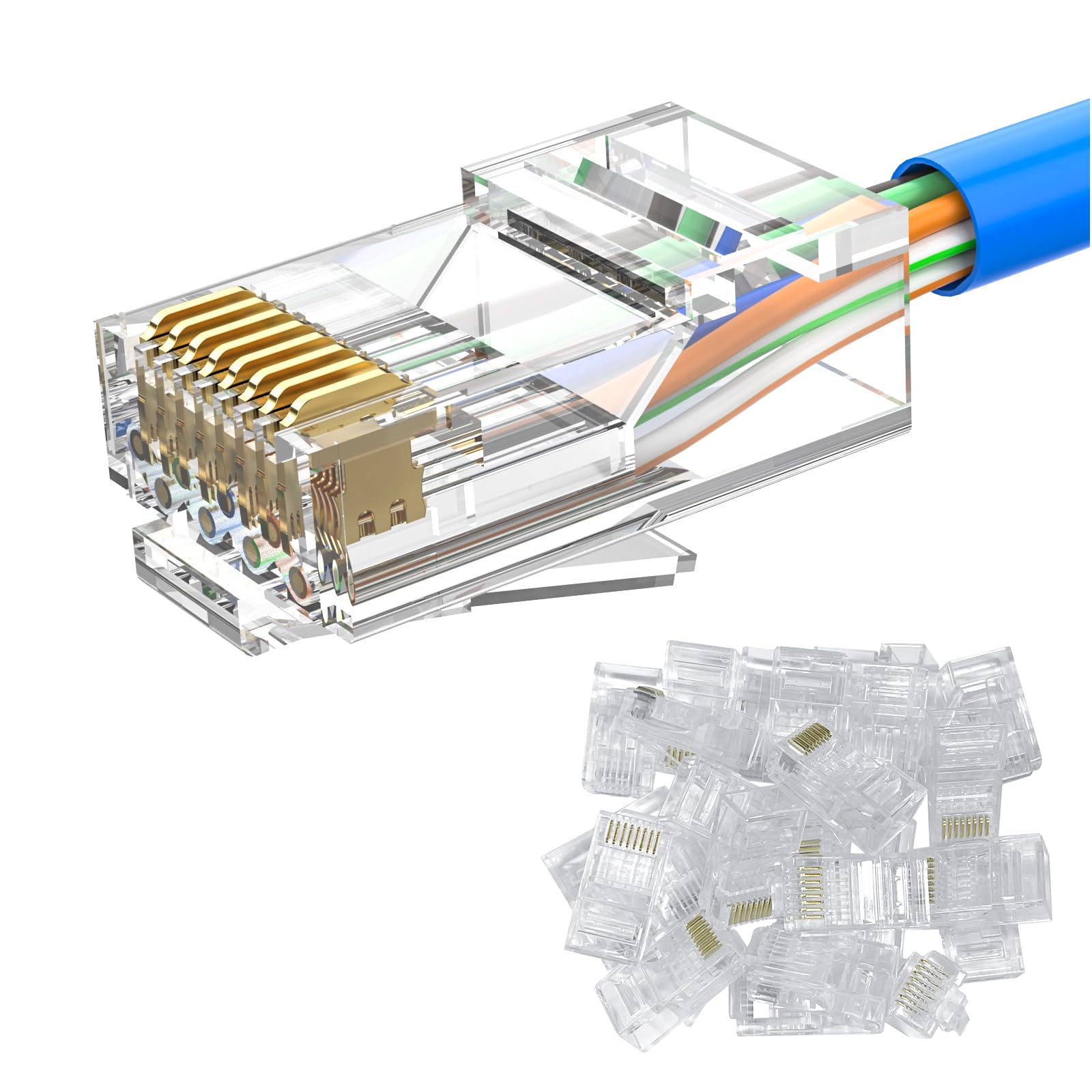 MOGOOD RJ45コネクタ 25パック Cat 6 RJ45コネクタ非遮蔽モジュラープラグ(Cat 6コネクタ/RJ 45モジュラープラグ/イーサネットコネクタ)、ソリッドまたはツイストUTPケーブルに適している