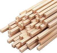 Vista 12 de Tacos de madera para manualidades de 1/2 x 6 pulgadas, 50 varillas cuadradas de madera, palos de madera sin terminar, pequeñas tiras de madera
