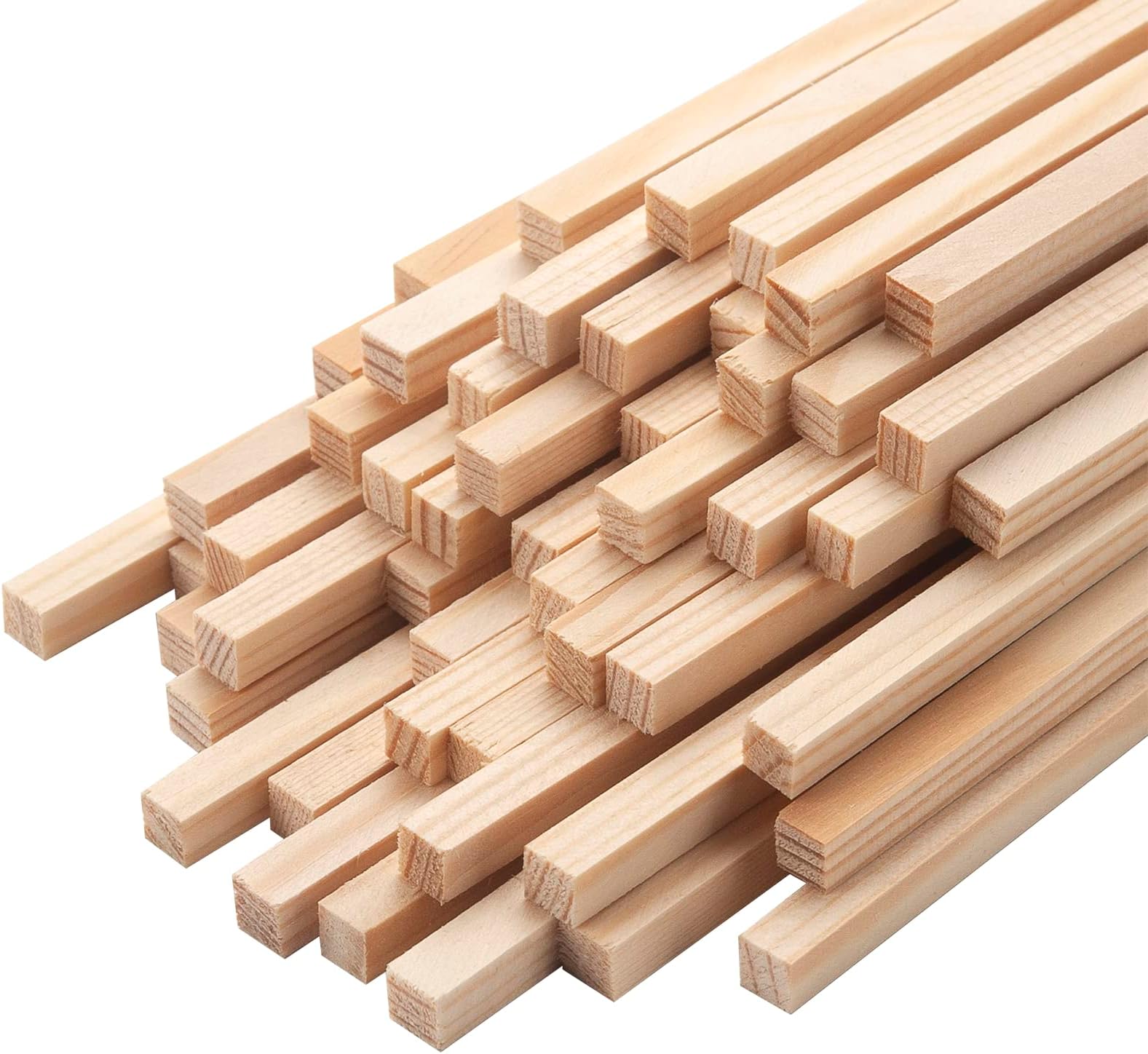 Coowayze 50PCS 1/4" x 12" Square Wooden Dowel Rods, Small Wood Square Dowel Rods Unfinished Wood Craft Sticks Hardwood Sticks Wooden Strips for Arts and DIYers, DIY Projects Home Decor Woodworking