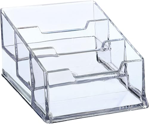 PATIKIL Soporte para tarjetas de visita, de plástico, con 3 ranuras, soporte de exhibición para tarjetas de presentación para escritorio de oficina,