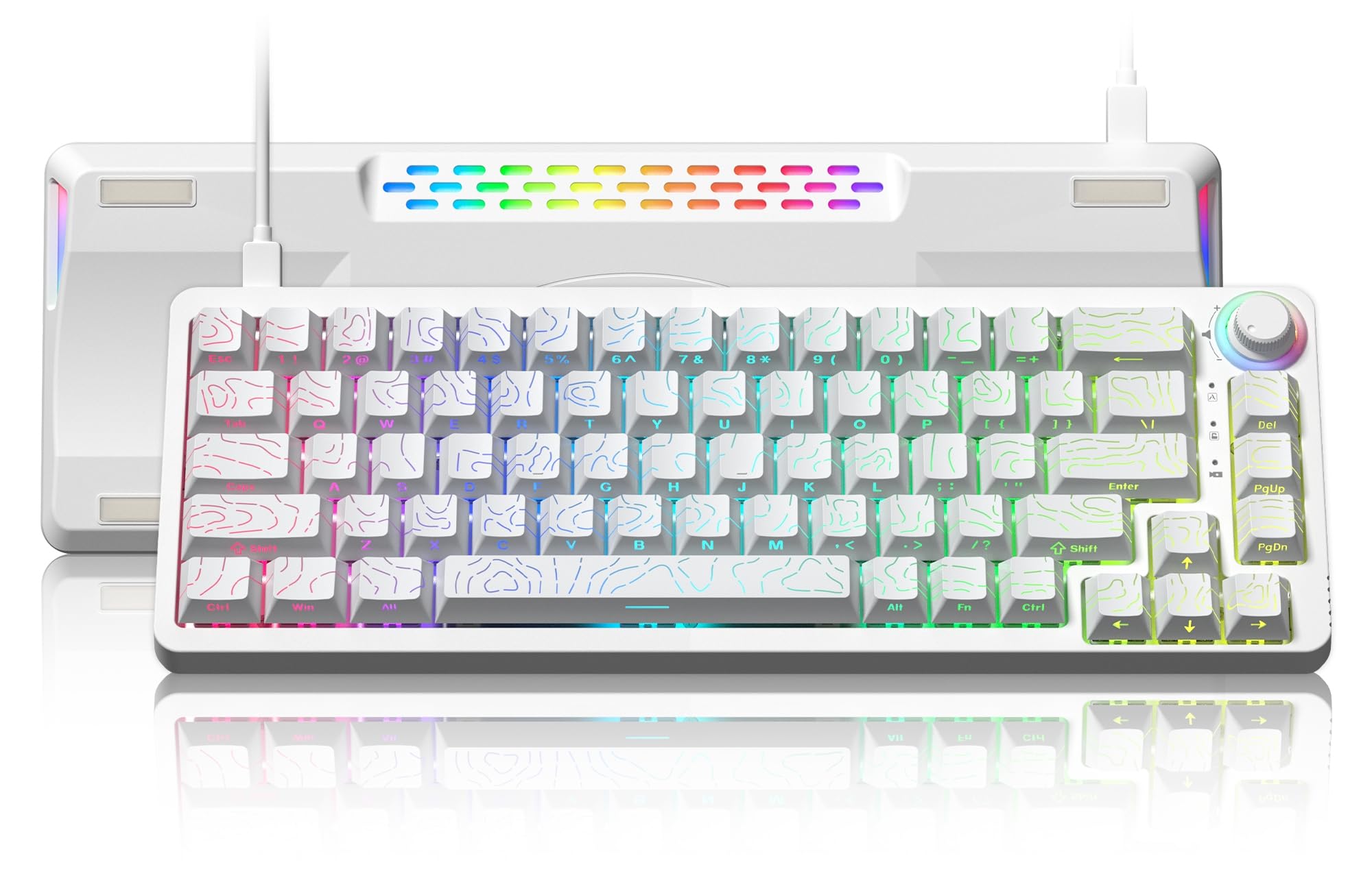 Womier Teclado M68 HE V2 60% de disparo rápido, efecto Hall, teclado mecánico personalizado RGB con cable con interruptor magnético, teclas PBT para Mac/Win (blanco)