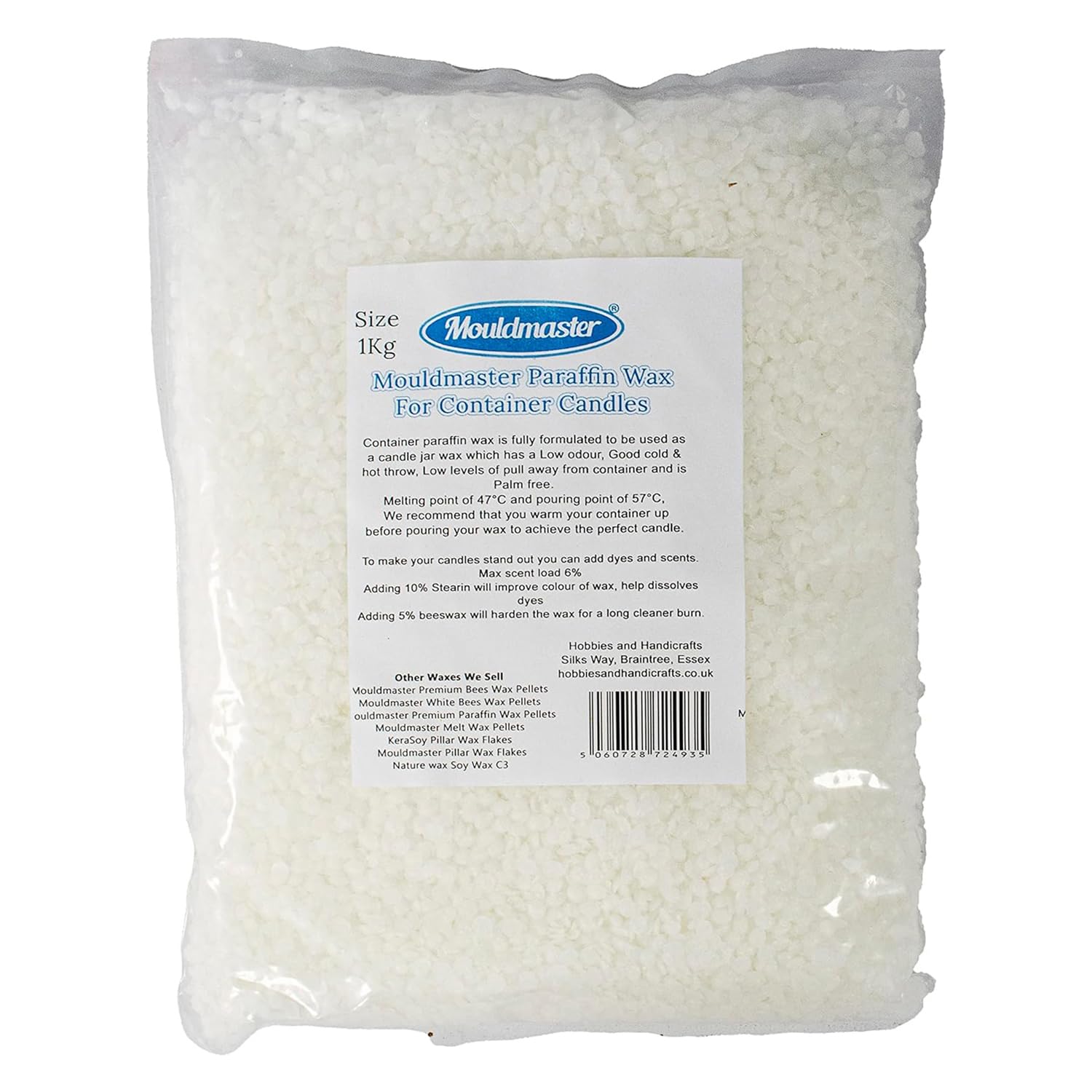 Mouldmaster Opaque Paraffin Wax Container Candles 1Kg,