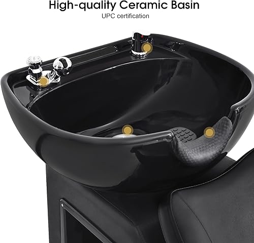 Miniatura 3 de BarberPub Juego de sillas y tazones de cerámica para champú y tazón, silla de estación de champú para salón de belleza, spa, salón en casa, barbería