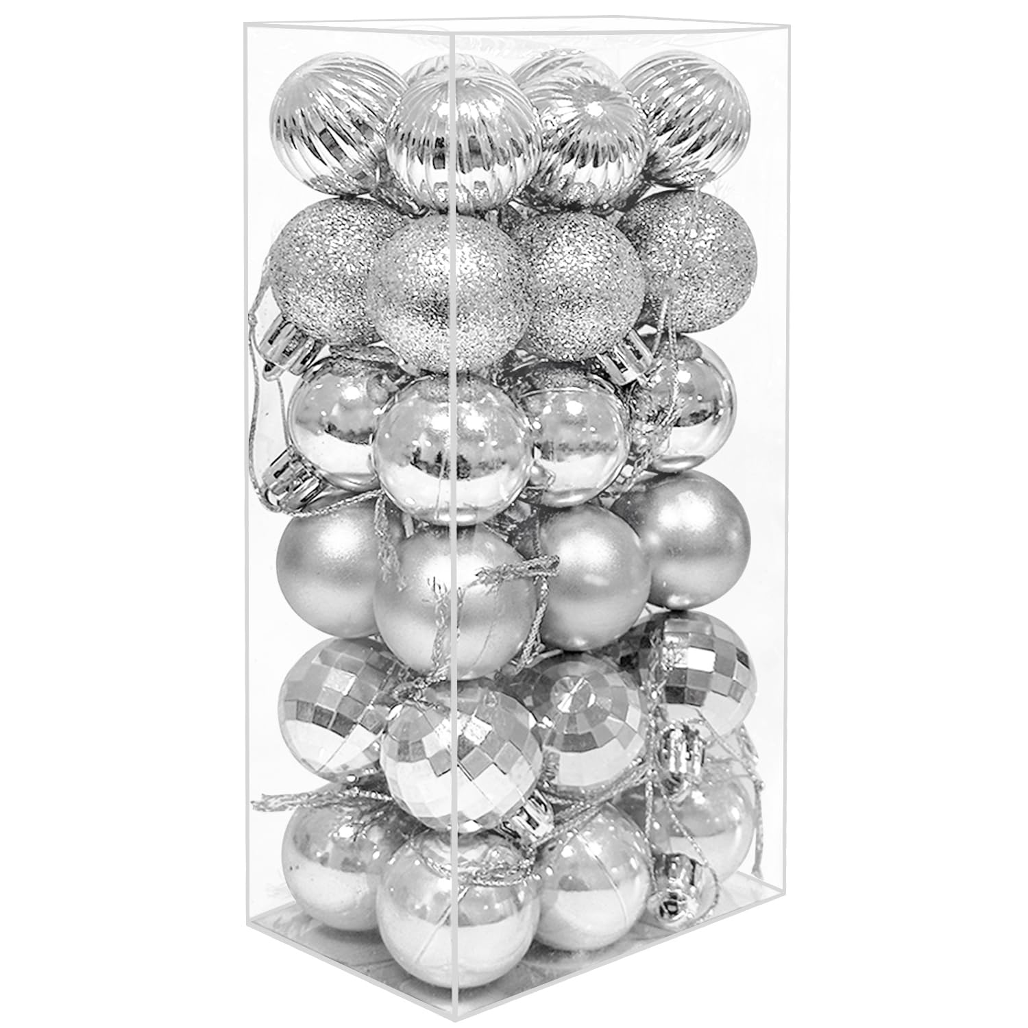 Mu Mianhua Silver 36Pcs 4Cm Christmas Baubles Xmas Balls Tree Decorations Small Shatterproof Christmas Tree Balls Hanging Ornaments For Home Holiday Party,