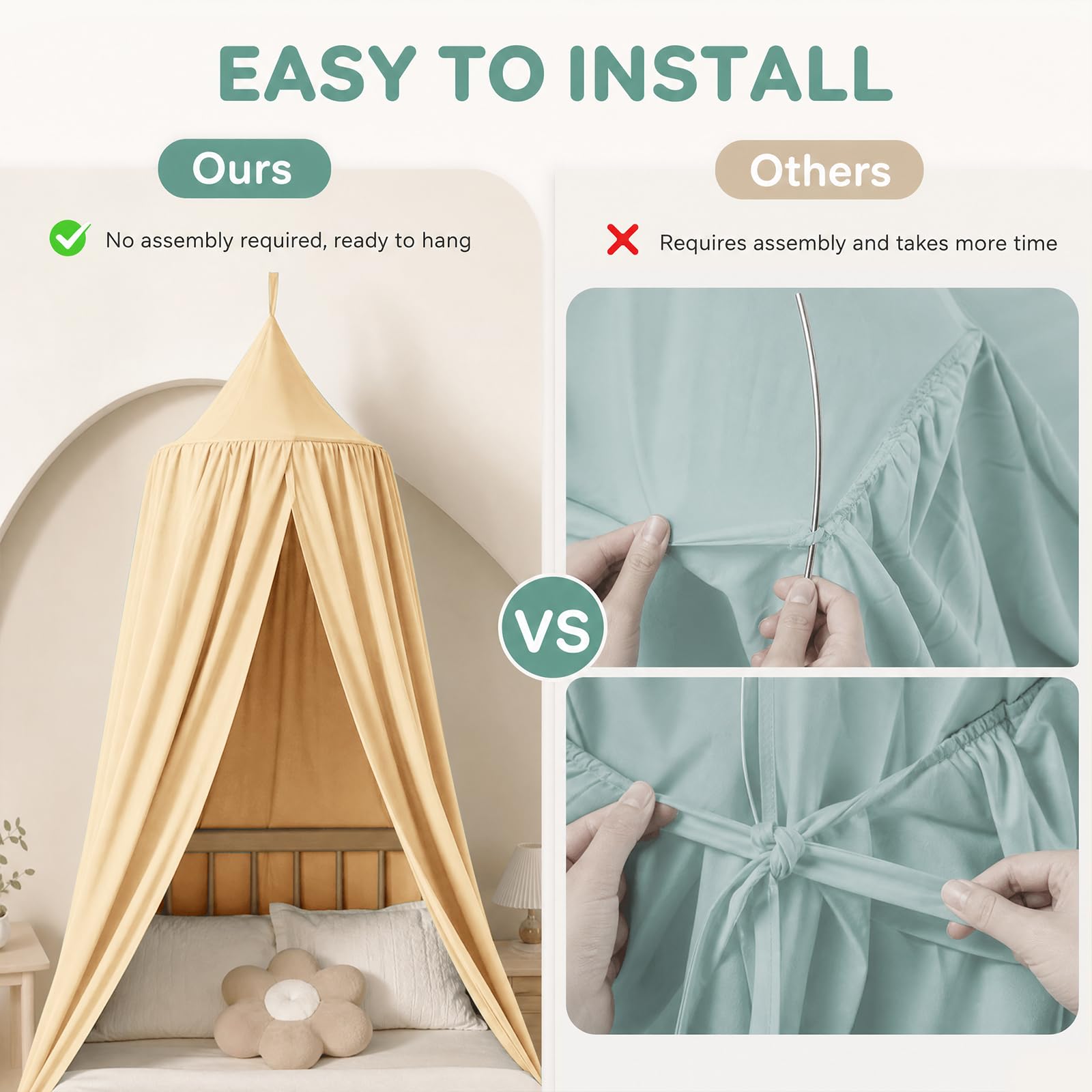 Bocguy Betthimmel Kinderzimmer,Baldachin Riesig Himmel Babybett -Khaki
