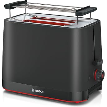 Bosch MyMoment TAT3M123 Compact Toaster, Removable Folding Bun Attachment, with Defrost Function, Automatic Shut-Off, Lift Fu