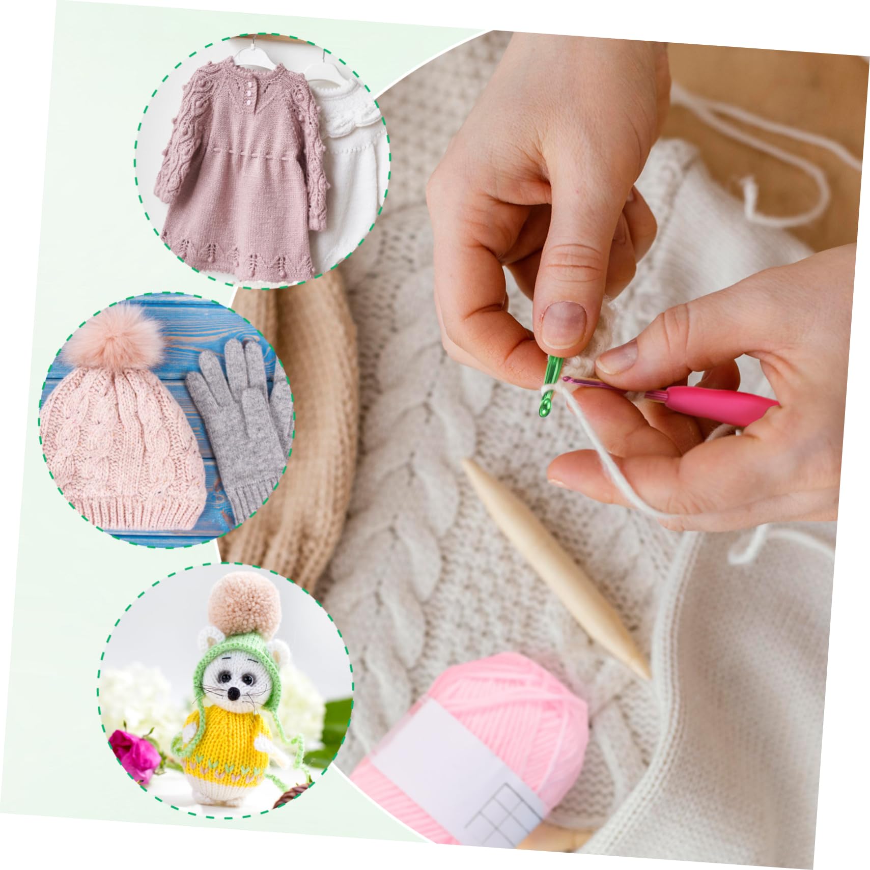 AKOOSY Kit per Uncinetto per Principianti con Filati Colorati Uncinetti Segnapunti e Nastro Completo con Borsa Portatile per Lavorare all Uncinetto