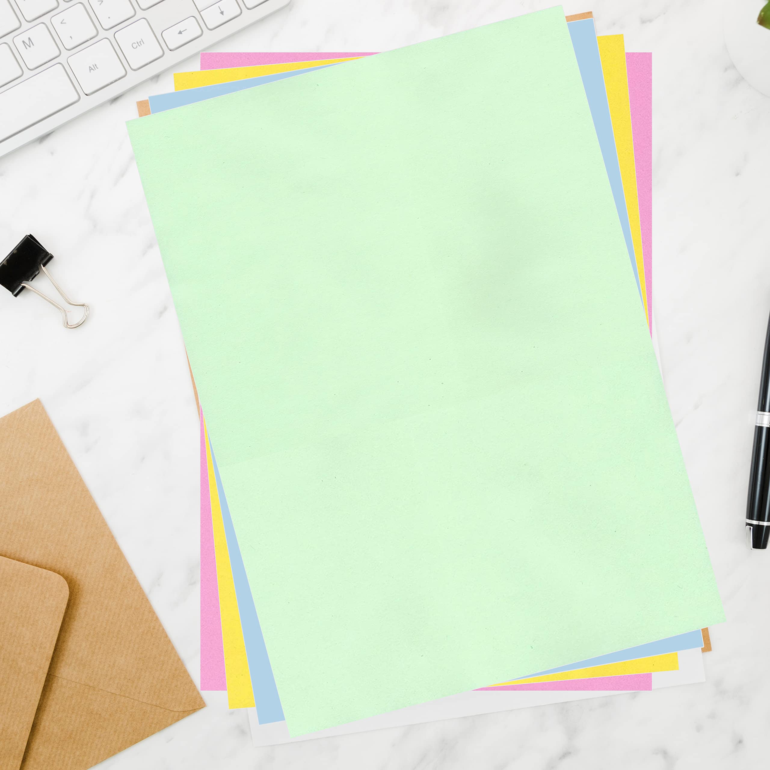 ESCAPER Paquete combinado de papel de color tamaño A4, 500 hojas de papel de color para impresión, manualidades y proyectos, 125 hojas cada una en rosa, menta, limón y aguamarina
