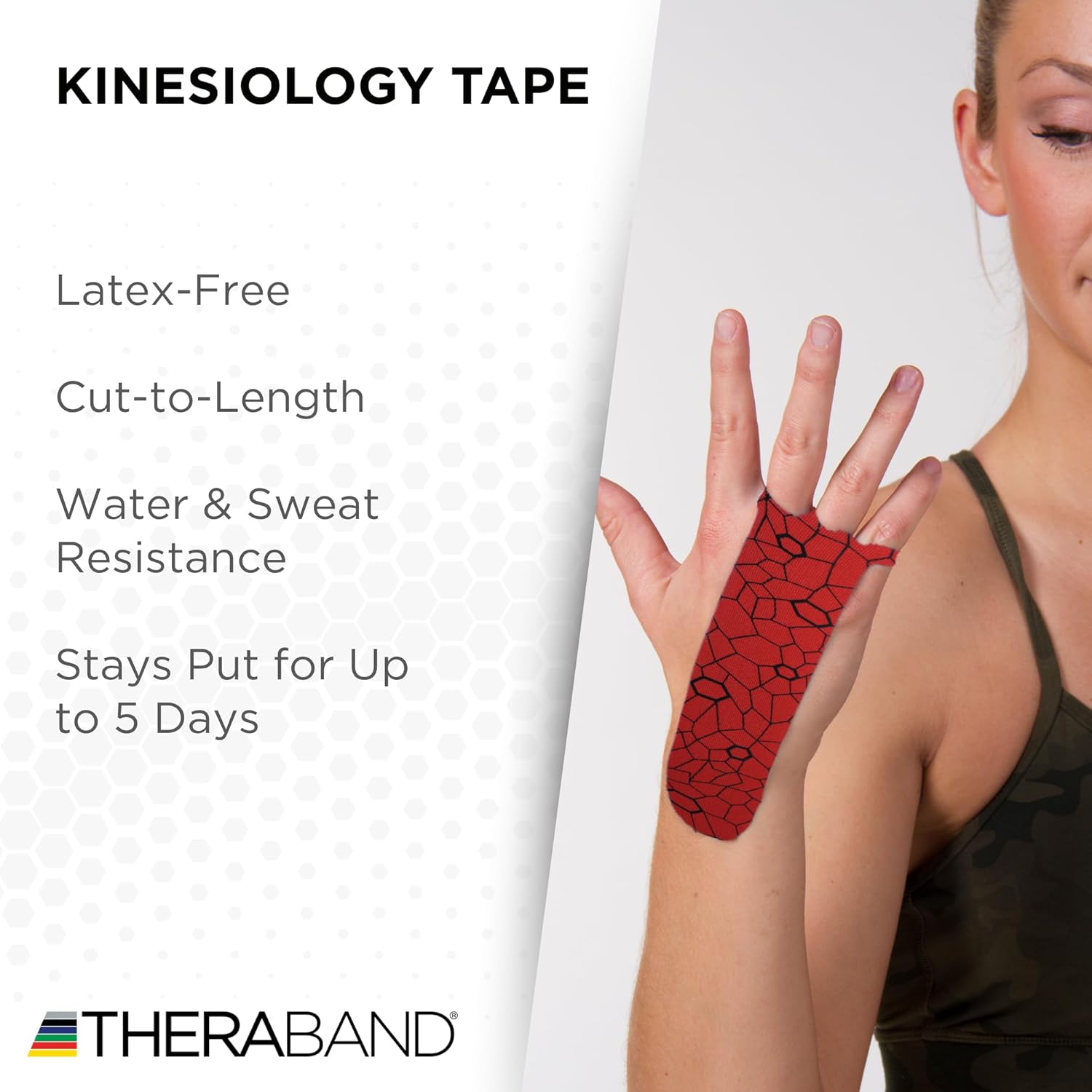THERABAND Kinesiology Tape, Roll, with XactStretch Indicatorsv Water Resistant, Cut-to-Length