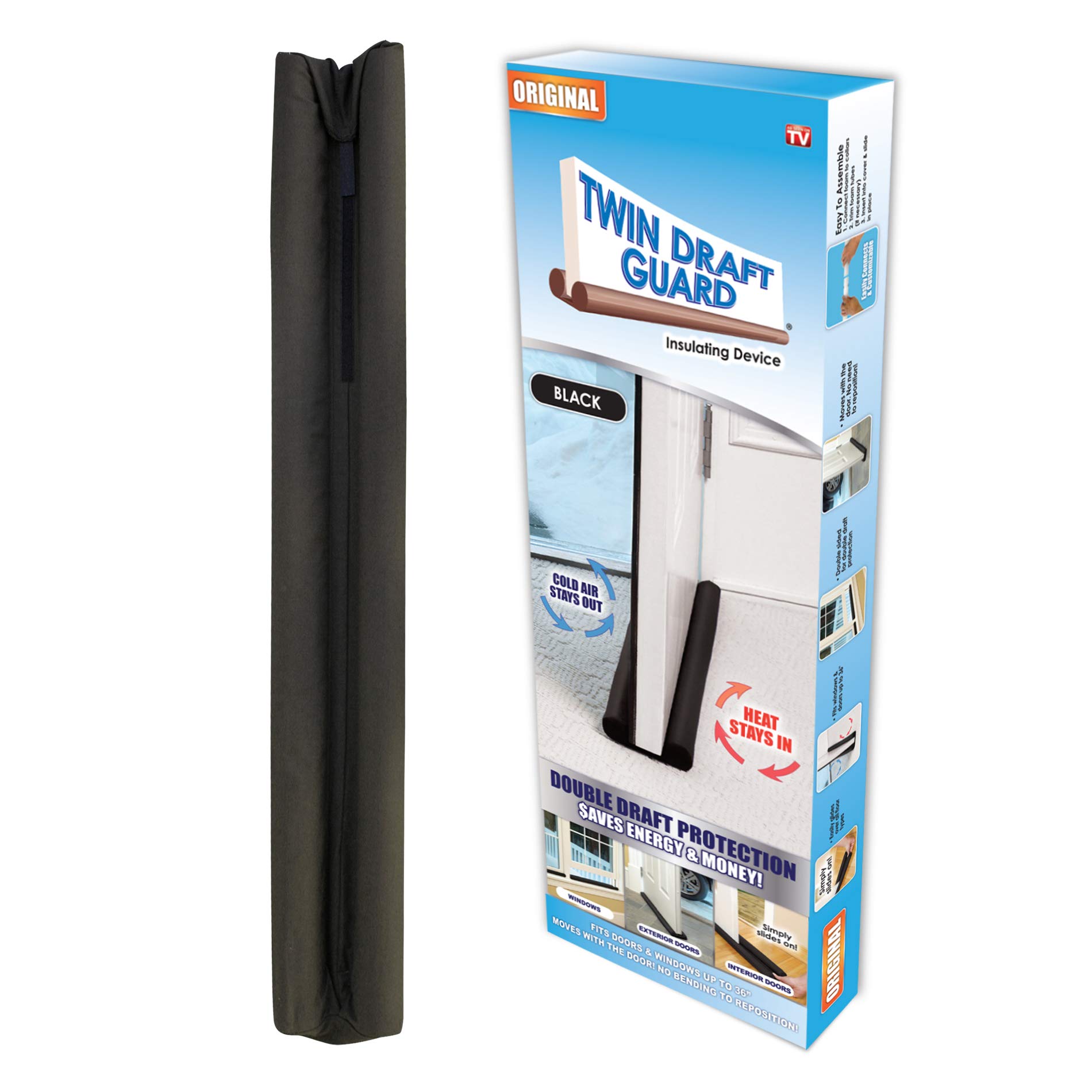 Twin Draft Guard Original Twin Draft Guard Door Draft Stopper, Year Round Insulator, For Summer and Winter Use PATENTED & TRADEMARKED