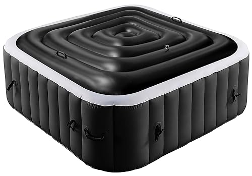 Tlswshsy 4.2 Ft Black Inflatable Hot Tub Cover- Energy Saving
