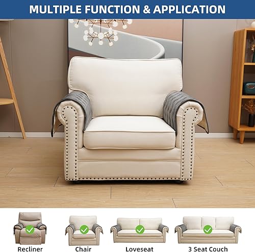 Vista 2 de Eismodra Fundas para brazos de silla, funda de sofá para sofá reclinable, sillón reclinable, gatos y perros, funda antideslizante para reposabrazos