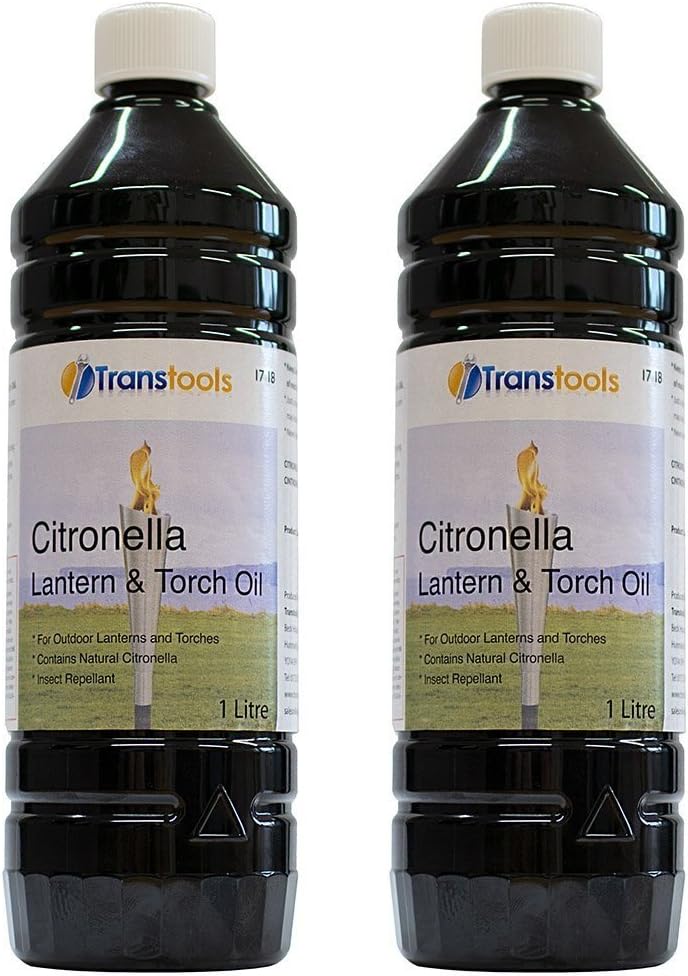 2 x Transtools Insect Repelling Citronella Lantern, lamp and Torch Oil - 1 Litre