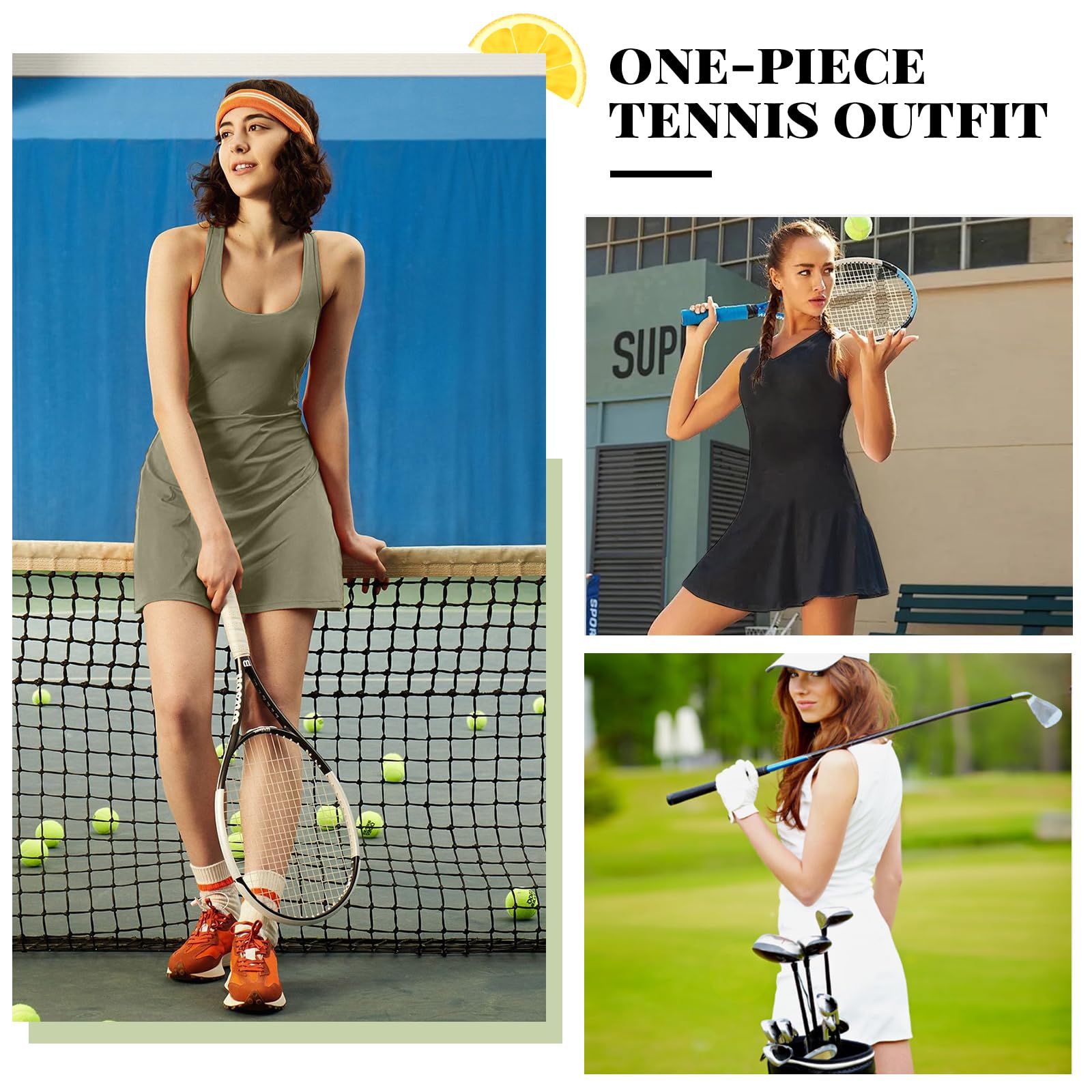 Bezioner Vestido Tenis Mujer, Vestido de Golf con Sujetador Integrado y Pantalones Cortos con Bolsillos sin Mangas Deportivo