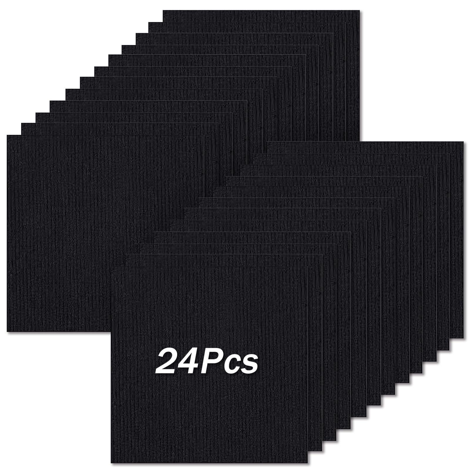 24PCS Black Carpet Tiles, 30x30cm Self-Adhesive Carpet Tile Anti-Slip Easy to Peel Stick Carpets Square for Bedroom Living Room Office